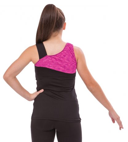 Wide Strap One Shoulder Top (Pink Back)